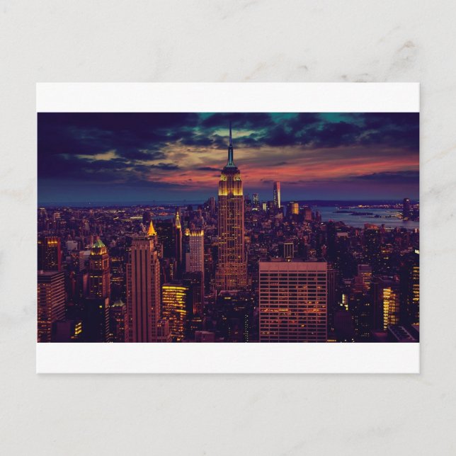 New York City Sundown Skyline Postcard (Front)