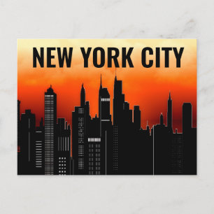 NEW YORK CITY SUNSET SKYLINE VINTAGE STYLE POSTCARD