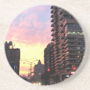 New York City Sunset Upper West Side Buildings NYC Coaster