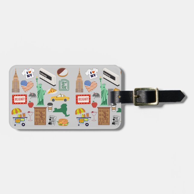 New York City Symbols Luggage Tag (Front Horizontal)