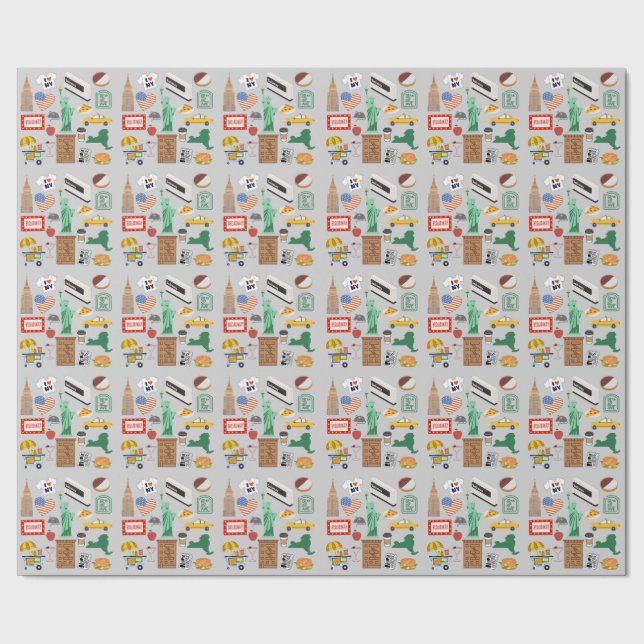 New York City Symbols Wrapping Paper (Seam)