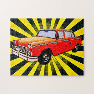 New York City Taxi Cab Cartoon Jigsaw Puzzle