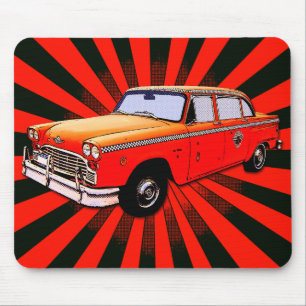 New York City Taxi Cab Cartoon Mouse Mat