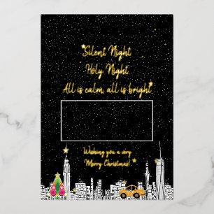 New York City Taxi City Christmas Card With Photo