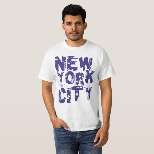 New York City Text Typography States America T-Shirt (Front Full)