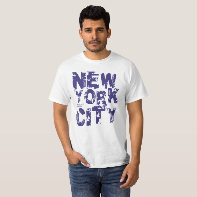 New York City Text Typography States America T-Shirt (Front Full)