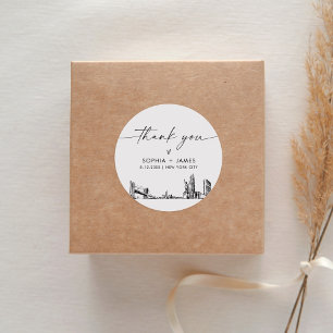New York City Thank You Favour 3" (sheet of 6) Classic Round Sticker