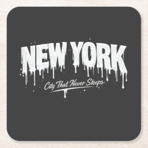 New York City That Never Sleeps Square Paper Coaster