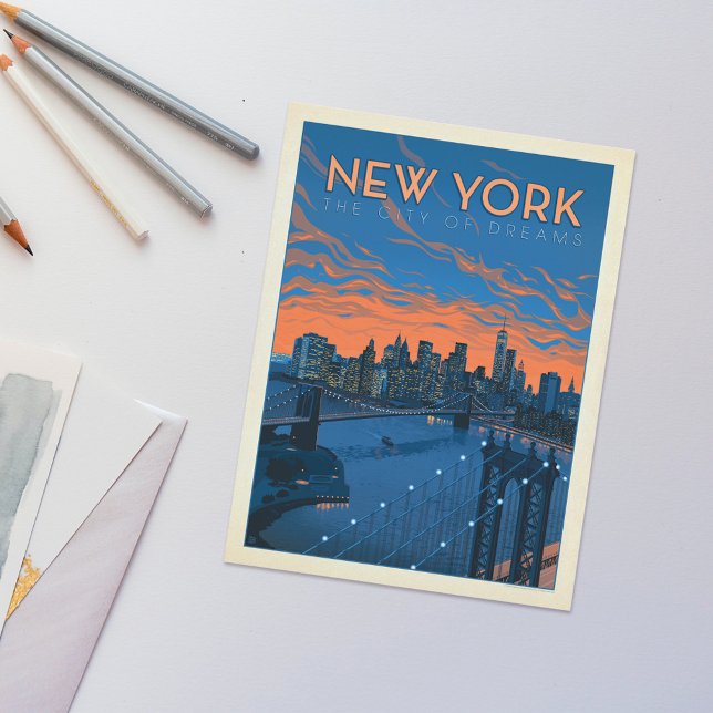New York City | The City of Dreams Postcard (Postcard on table)