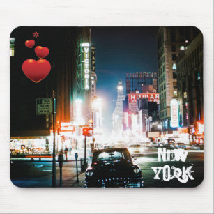 NEW YORK CITY TIMES SQUARE 1950'S NEON NIGHT PHOTO MOUSE MAT