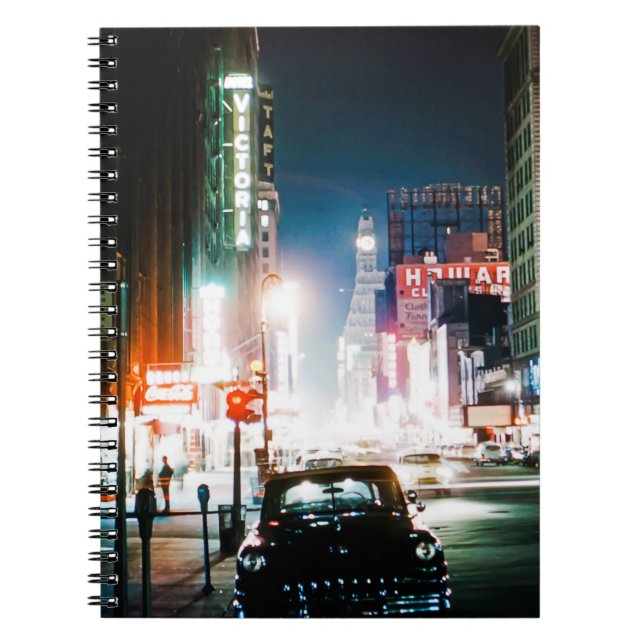 NEW YORK CITY TIMES SQUARE 1950'S NEON NIGHT PHOTO NOTEBOOK (Front)