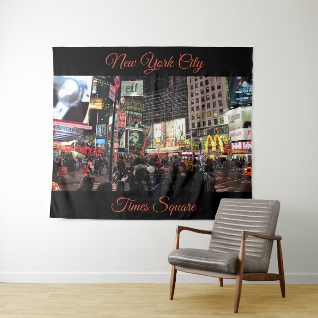 New York City Times Square Photography Tapestry (In Situ (Horizontal))