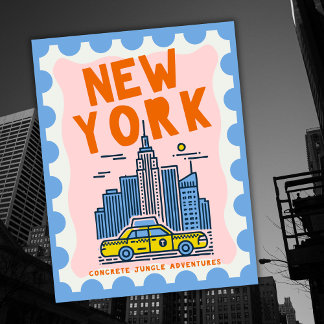 New York City  Travel Art Skyline USA Keepsake  Holiday Postcard