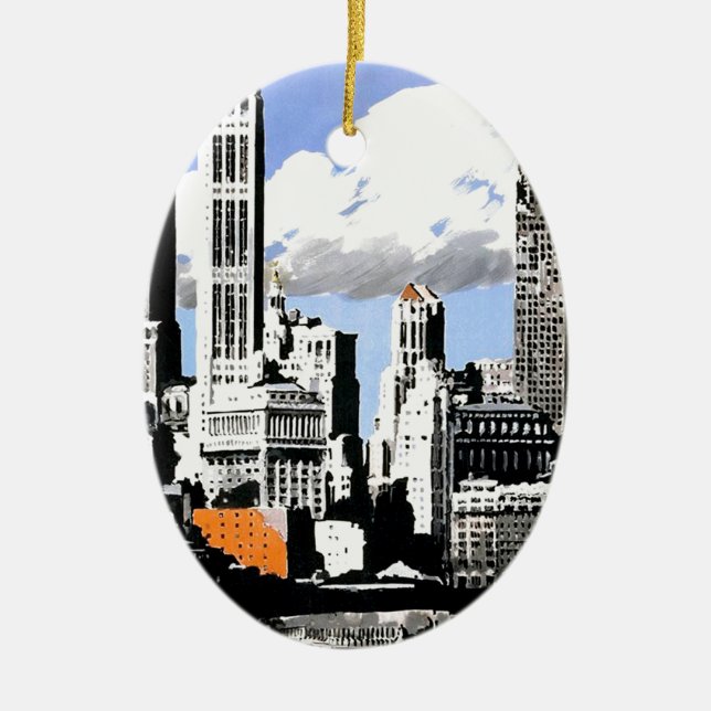 New York City Travel Ceramic Tree Decoration (Front)