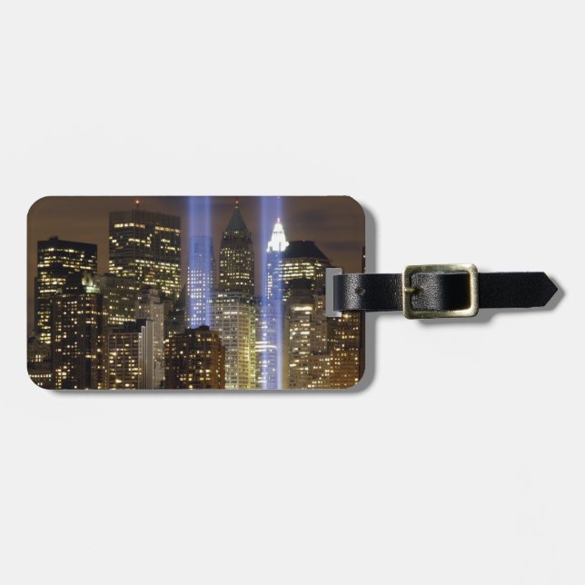 New York City Tribute Lights Luggage Tag (Front Horizontal)