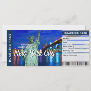 New York City Trip Surprise Boarding Pass Card