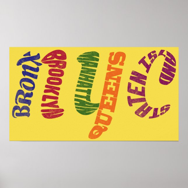 New York City Typographic NYC Poster Print (Front)