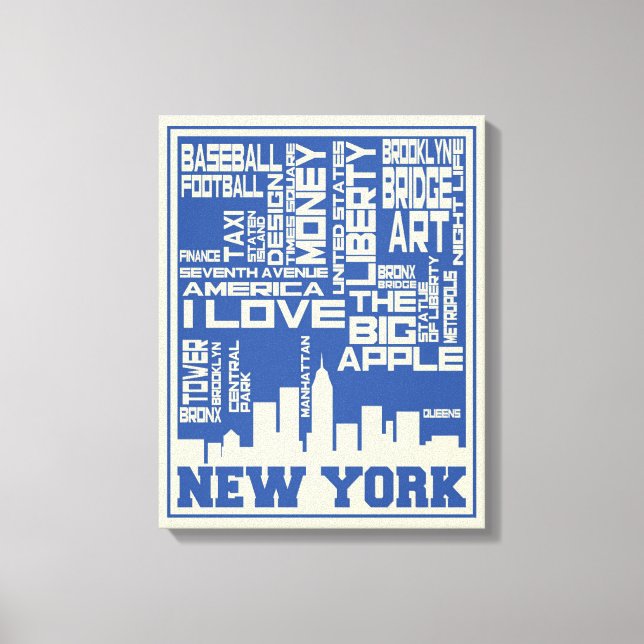 New York City Typography Poster Canvas Print (Front)