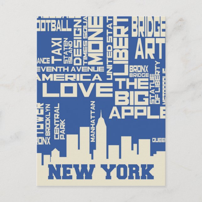 New York City Typography Poster Postcard (Front)