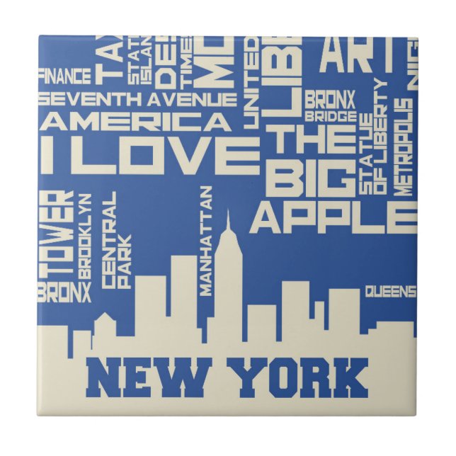 New York City Typography Poster Tile (Front)