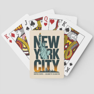 New York City Typography Statue of Liberty Skyline Playing Cards