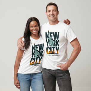 New York City Typography Statue of Liberty Skyline T-Shirt