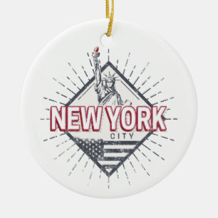 New York City United States Vintage USA Souvenir Ceramic Tree Decoration