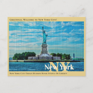 New York City Urban Hudson River Statue Of Liberty Postcard