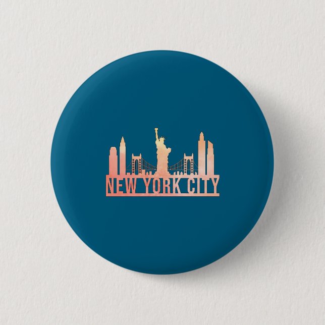 New York City Usa Cityscape Skyline Funny Gift  6 Cm Round Badge (Front)