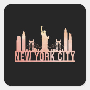 New York City USA Cityscape Skyline Funny Gift Square Sticker