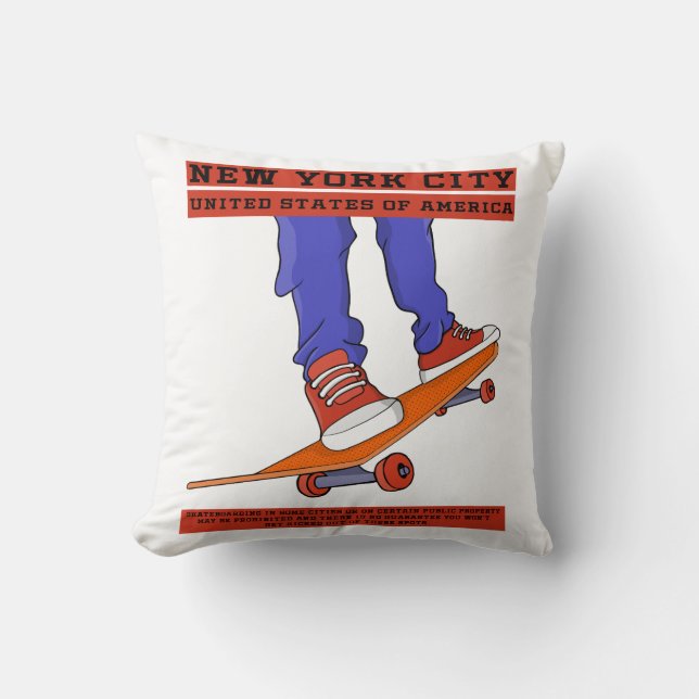 New York City, USA Cool Skateboard Cushion (Front)