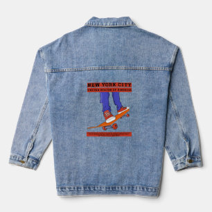 New York City, USA Cool Skateboard Denim Jacket
