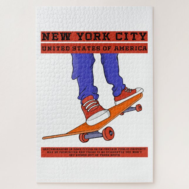New York City, USA Cool Skateboard Jigsaw Puzzle (Vertical)