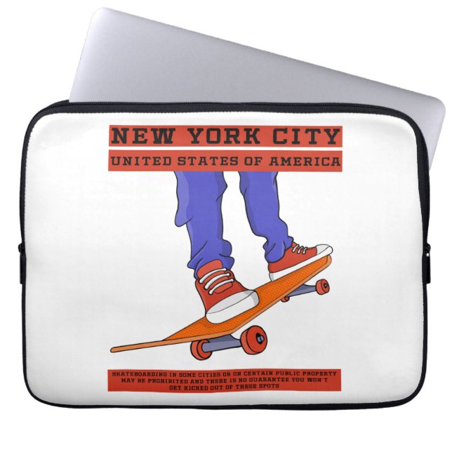 New York City, USA Cool Skateboard Laptop Sleeve (Front)