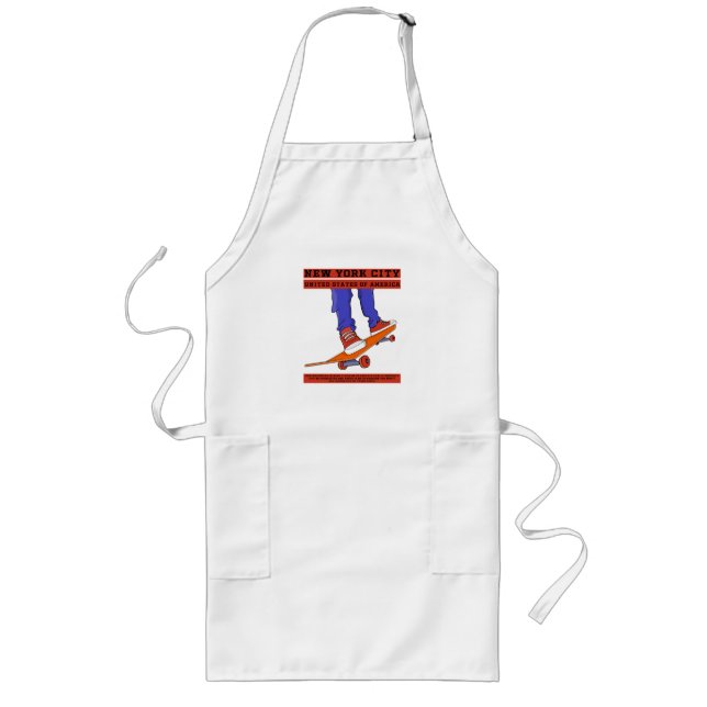 New York City, USA Cool Skateboard Long Apron (Front)