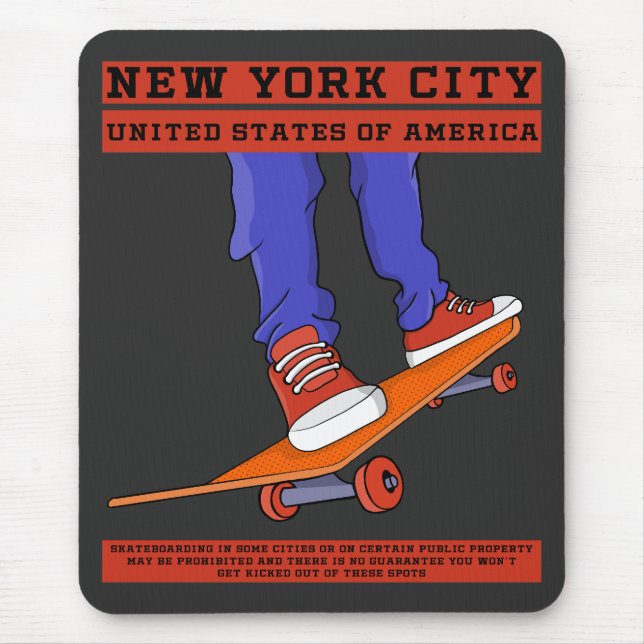 New York City, USA Cool Skateboard Mouse Mat (Front)
