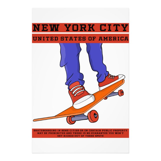 New York City, USA Cool Skateboard Photo Print (Front)
