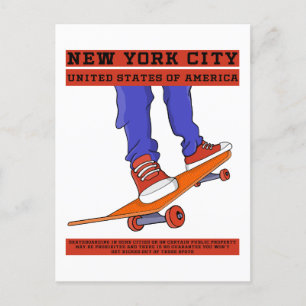 New York City, USA Cool Skateboard Postcard