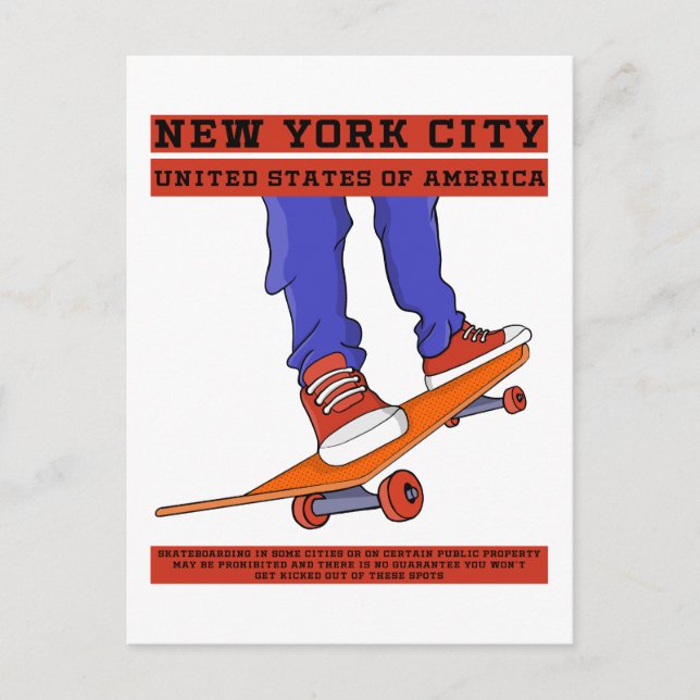 New York City, USA Cool Skateboard Postcard (Front)