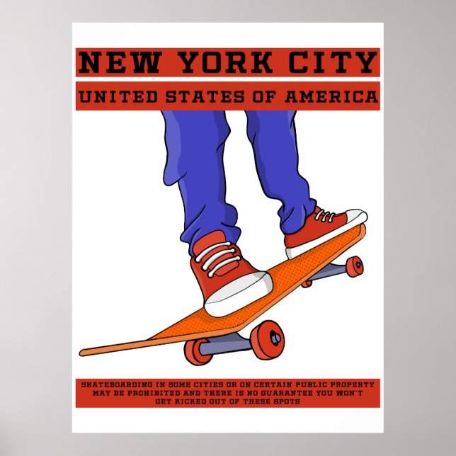 New York City, USA Cool Skateboard Poster (Front)