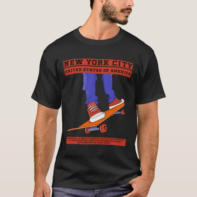 New York City, USA Cool Skateboard T-Shirt (Front)