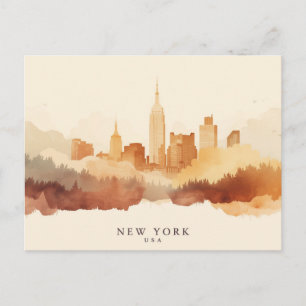 New York City, USA Minimalist Boho Travel Postcard