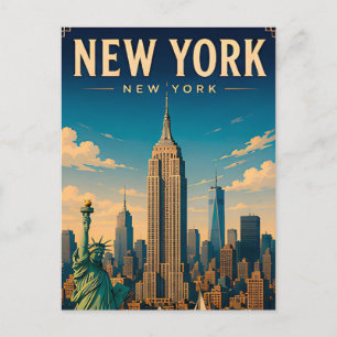 🗽 New York City USA Skyline Visit 🗽 Postcard