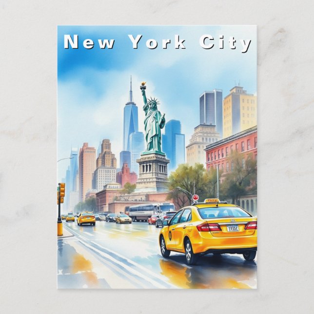 New York City USA Travel Watercolor  Postcard (Front)