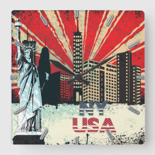 new york city usa vintage grunge clock