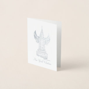 New York City Valentine NYC Skyscraper Cupid Wings Foil Card