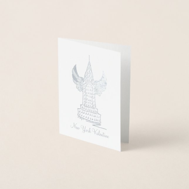 New York City Valentine NYC Skyscraper Cupid Wings Foil Card (Front)