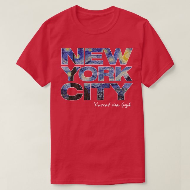 New York City Van Gogh Starry Night Art Vincent Va T-Shirt (Design Front)
