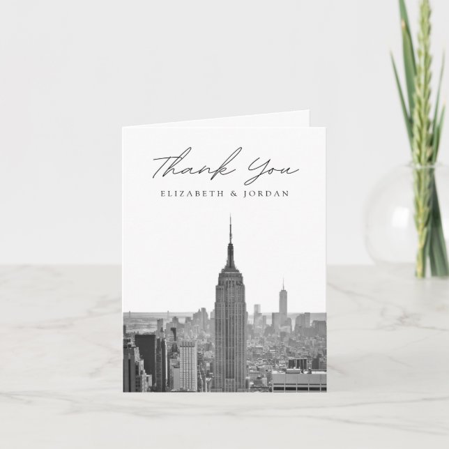 New York City Vertical Blank Black & White Thank You Card (Front)