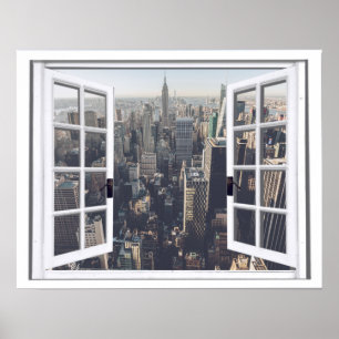 New York City View Faux Window Poster